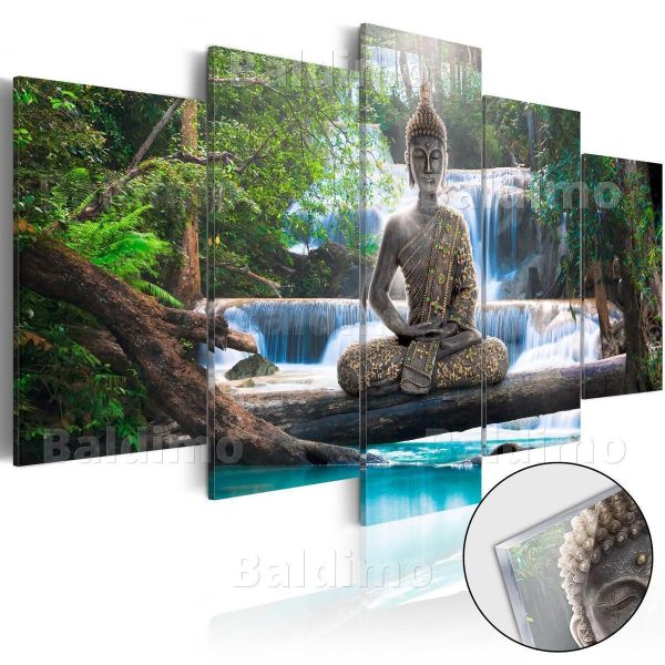 Acrylic Print - Buddha and Waterfall