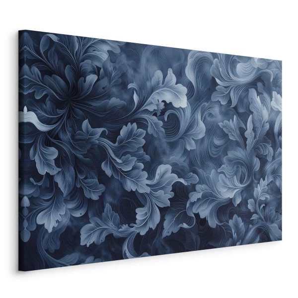Canvas Print - Abstract Ornaments Dark Blue Victorian Leaves