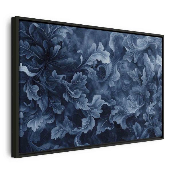 Canvas Print - Abstract Ornaments Dark Blue Victorian Leaves