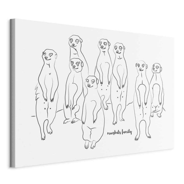 Canvas Print - Animal Patrol (1-part) - Meerkats on Black and White Background