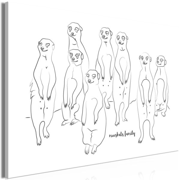 Canvas Print - Animal Patrol (1-part) - Meerkats on Black and White Background