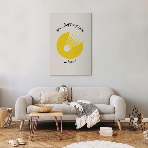 Canvas Print - Badminton Shuttlecock on a Yellow Circle Background - Image 2