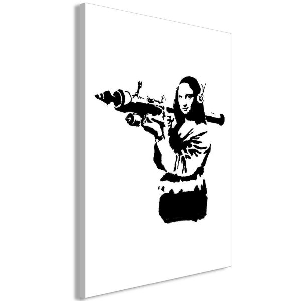 Canvas Print - Banksy Mona Lisa with Rocket Launcher (1 Part) Vertical