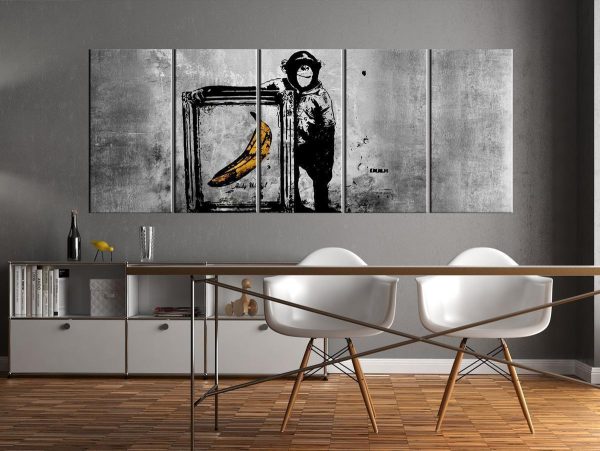 Canvas Print - Banksy: Monkey with Frame