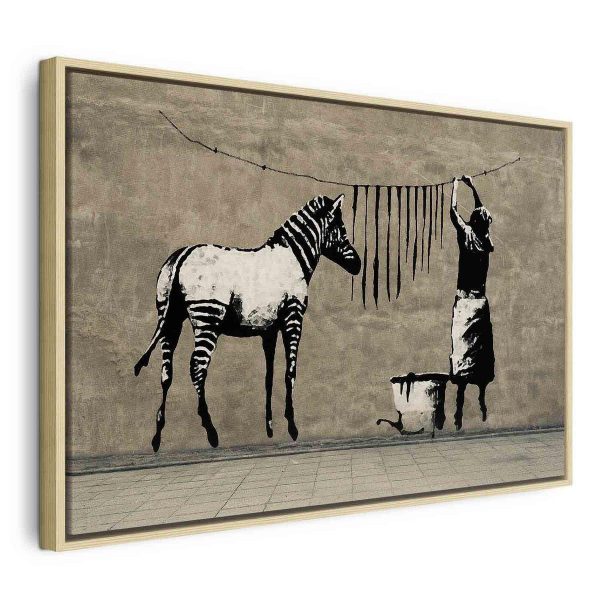 Canvas Print - Banksy: Washing Zebra on Concrete (1 Part) Wide