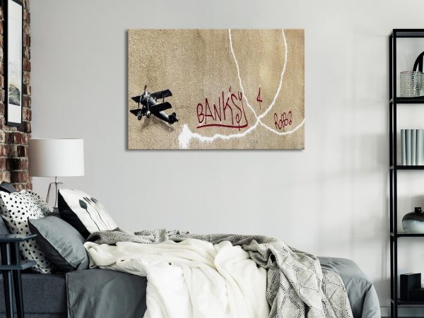 Canvas Print - Banksy's Plane (1-part) - Red Graffiti Text on Mural Background - Image 2