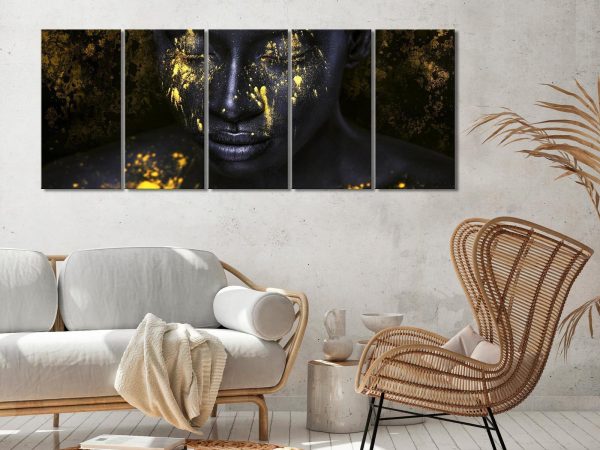 Canvas Print - Bathed in Gold (5 Parts) Narrow - Image 4