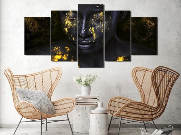 Canvas Print - Bathed in Gold (5 Parts) Wide - Image 4