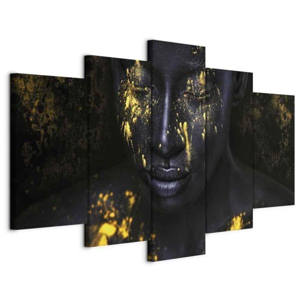 Canvas Print - Bathed in Gold (5 Parts) Wide