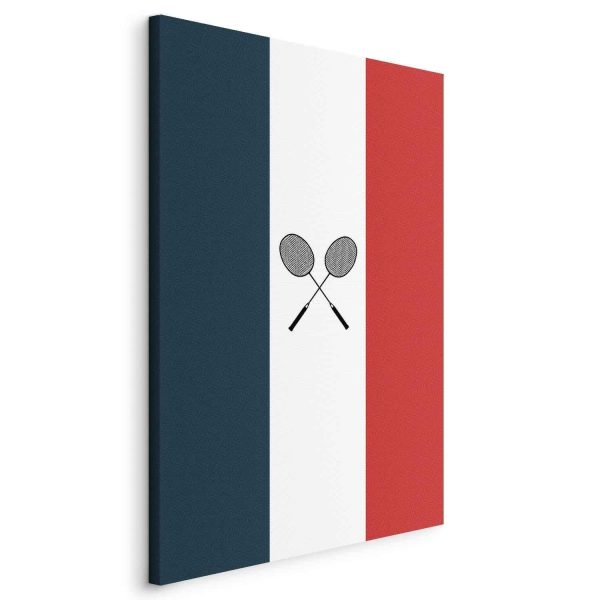 Canvas Print - Black Badminton Rackets Against the Backdrop of the French Flag