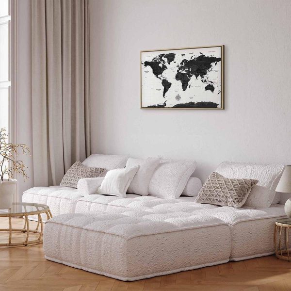 Canvas Print - Black and White Map (1 Part) Wide