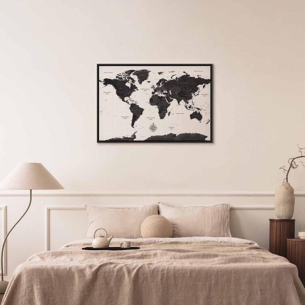 Canvas Print - Black and White Map (1 Part) Wide