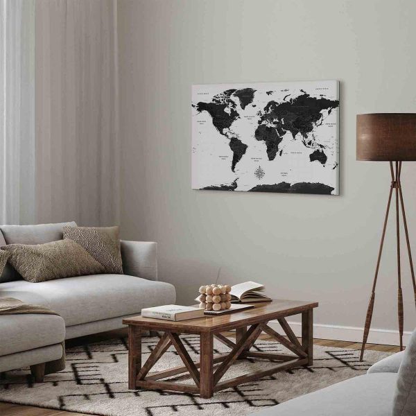 Canvas Print - Black and White Map (1 Part) Wide
