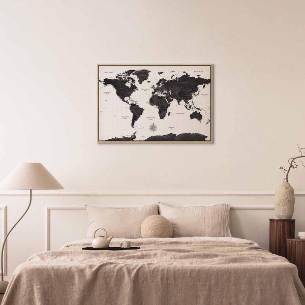 Canvas Print - Black and White Map (1 Part) Wide