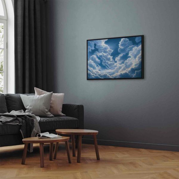 Canvas Print - Blue Sky Breaking Through White Fluffy Clouds - Image 4