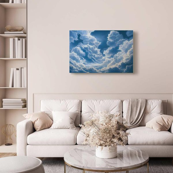 Canvas Print - Blue Sky Breaking Through White Fluffy Clouds - Image 5