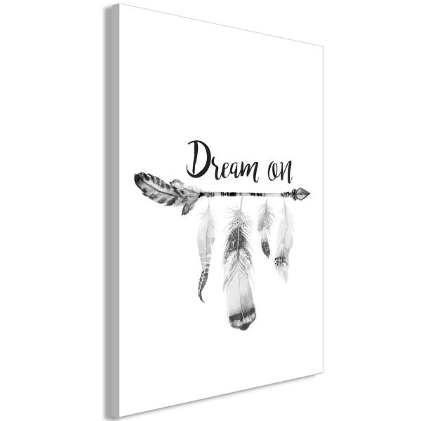 Canvas Print - Boho Feathers (1-part) - English Text on White Background