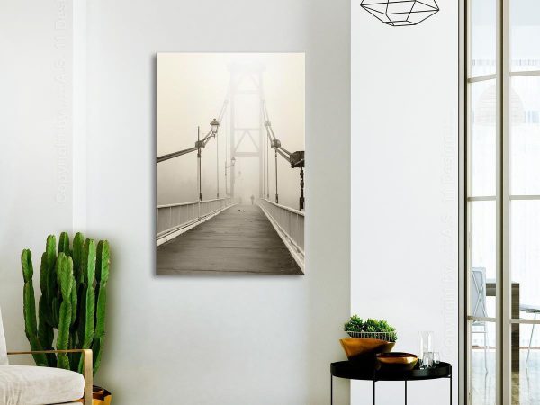 Canvas Print - Bridge in the Fog (1 Part) Vertical