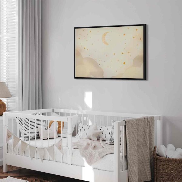 Canvas Print - Bright Night - Moon Accompanied by Many Stars on a Light Background - Image 6