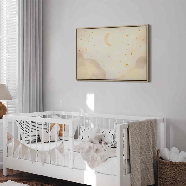 Canvas Print - Bright Night - Moon Accompanied by Many Stars on a Light Background - Image 10