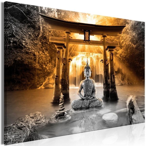 Canvas Print - Buddha Smile (1 Part) Wide Orange