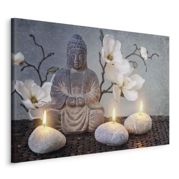 Canvas Print - Buddha and Stones (1 Part) Wide - Image 2