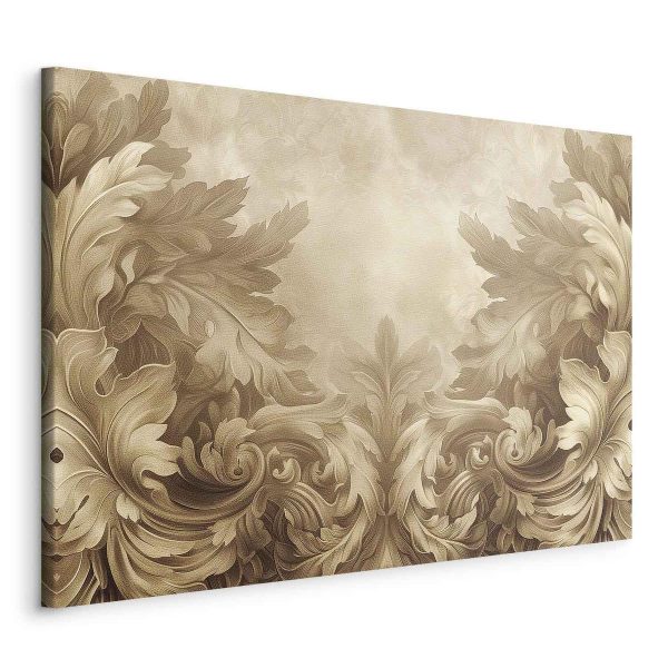 Canvas Print - Carved Baroque Ornaments Rich Composition in Sepia Colors