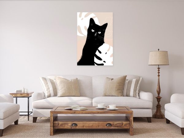 Canvas Print - Cat in Monsteras (1 Part) Vertical - Image 2