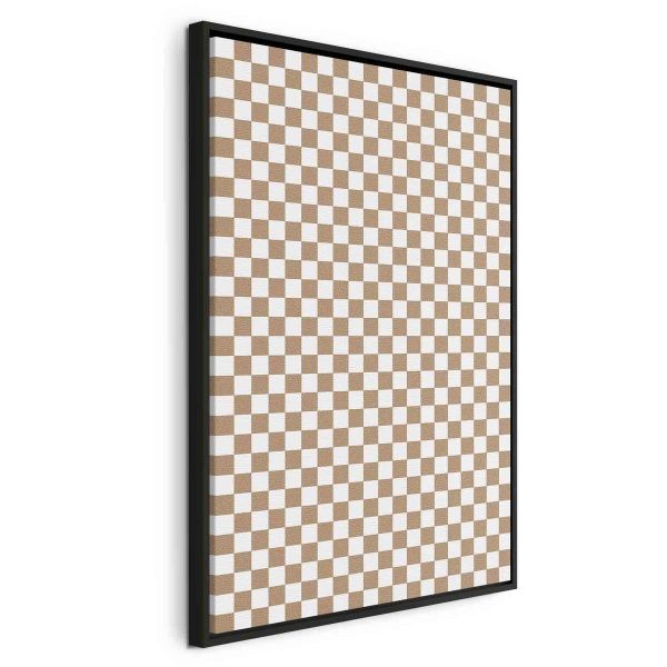 Canvas Print - Checkerboard Pattern - Brown-White Grid with a Subtle Noise