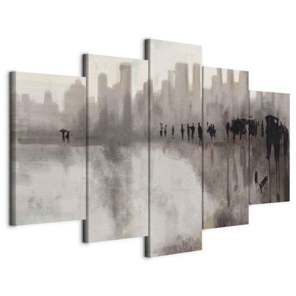 Canvas Print - City in the Rain (5 Parts) Wide