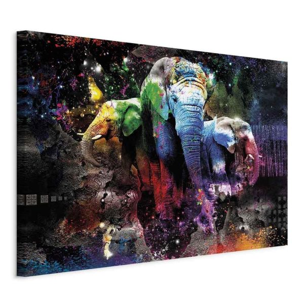 Canvas Print - Colorful Elephants (1 Part) Wide