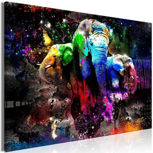 Canvas Print - Colorful Elephants (1 Part) Wide