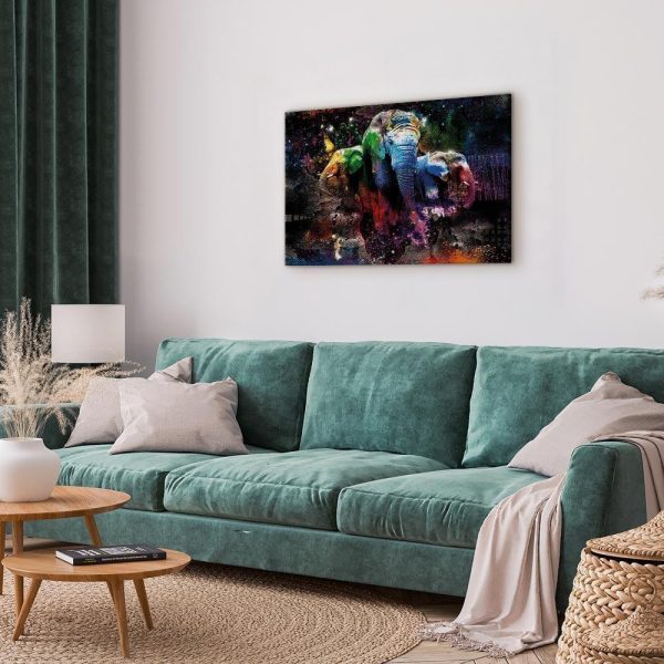 Canvas Print - Colorful Elephants (1 Part) Wide