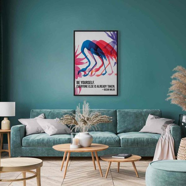 Canvas Print - Colorful Flamingos - Inspirational Quote with Colorful Bird Silhouettes
