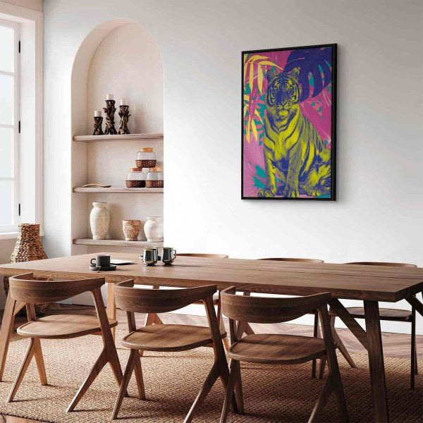 Canvas Print - Colorful Tiger - Intense Colors of a Tiger Surrounded by Tropical Plants
