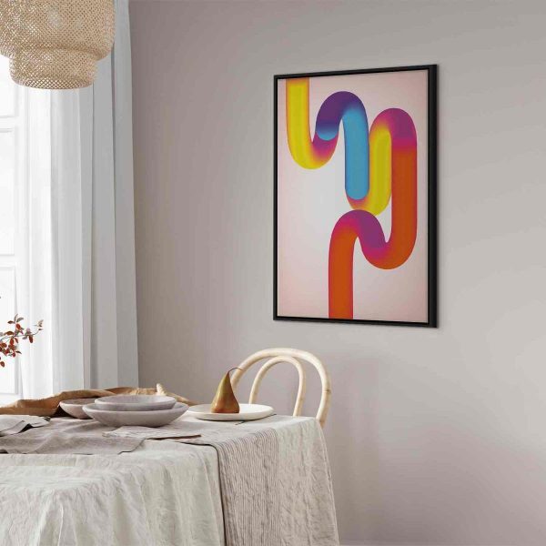 Canvas Print - Colorful Turns - Dynamic Composition in Shades of Yellow Pink and Blue