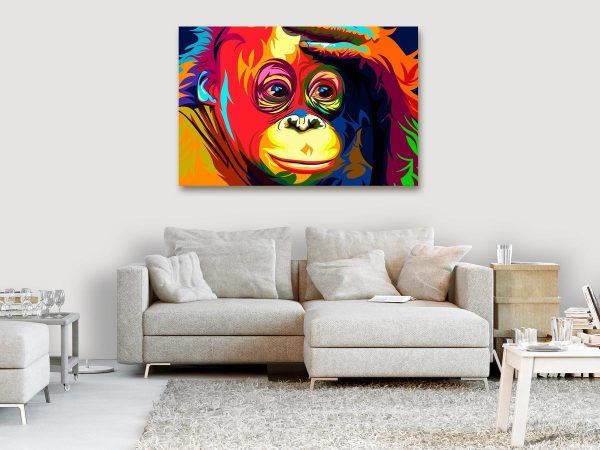 Canvas Print - Colourful Orangutan (1 Part) Wide