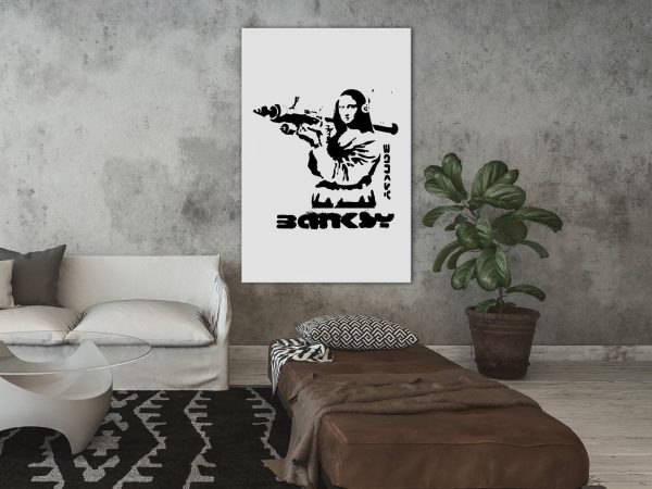 Canvas Print - Contrast Duel (1-part) - Banksy on Mural with Mona Lisa - Image 2