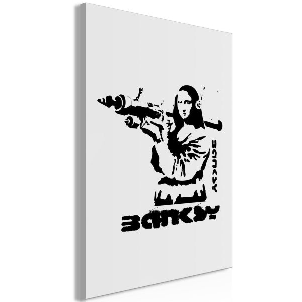 Canvas Print - Contrast Duel (1-part) - Banksy on Mural with Mona Lisa