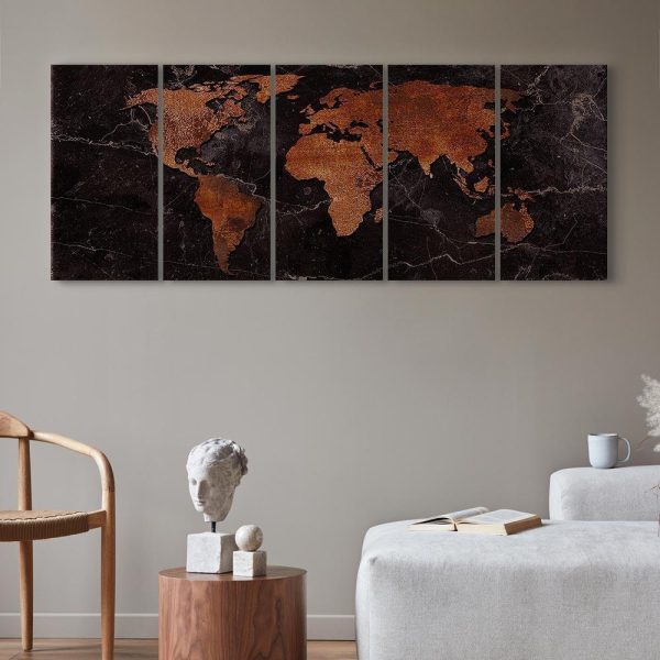 Canvas Print - Copper Map (5 Parts) Narrow - Image 3