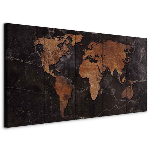 Canvas Print - Copper Map (5 Parts) Narrow
