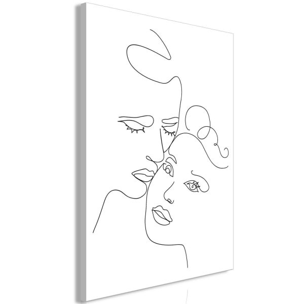Canvas Print - Couple in Black and White (1-part) - Romantic Kiss Moment