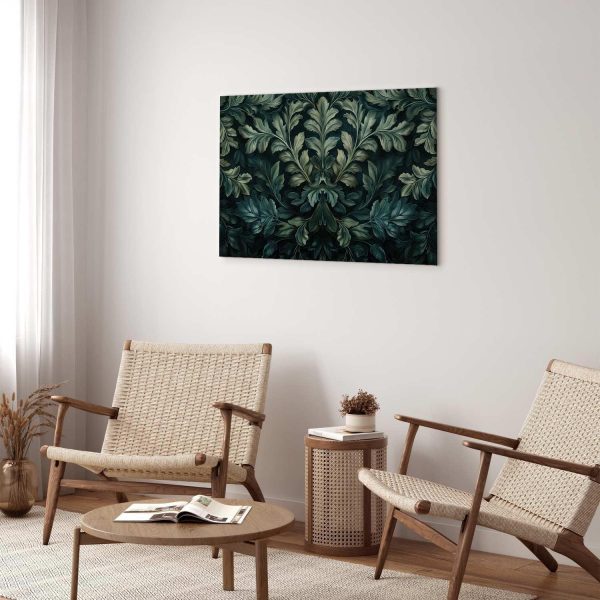 Canvas Print - Dark Green Victorian Leaves: Botanical Carved Composition - Image 5