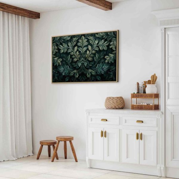 Canvas Print - Dark Green Victorian Leaves: Botanical Carved Composition - Image 13