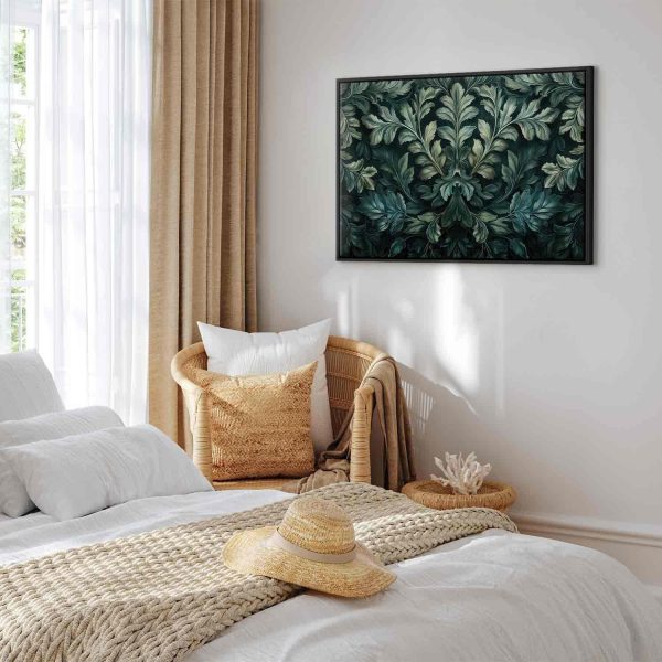 Canvas Print - Dark Green Victorian Leaves: Botanical Carved Composition - Image 7