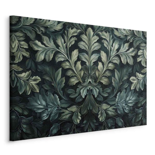 Canvas Print - Dark Green Victorian Leaves: Botanical Carved Composition - Image 2