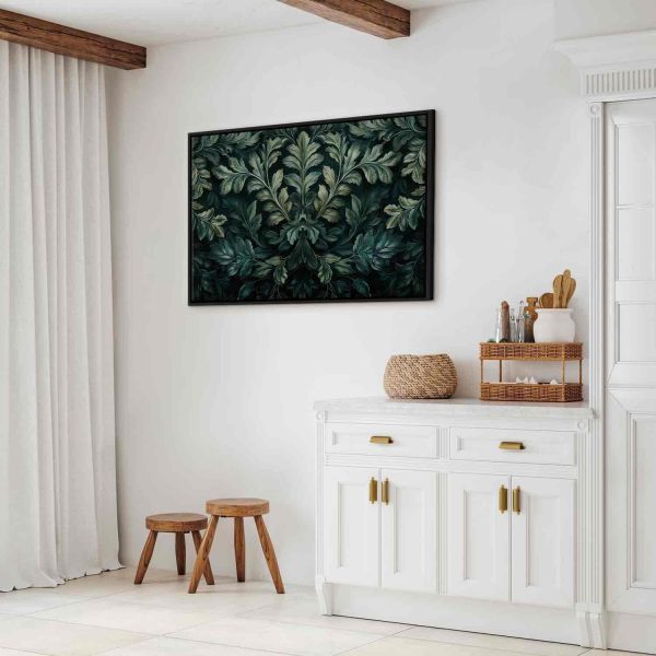 Canvas Print - Dark Green Victorian Leaves: Botanical Carved Composition - Image 12