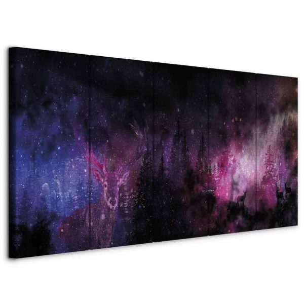 Canvas Print - Deer Galaxy (5 Parts) Narrow