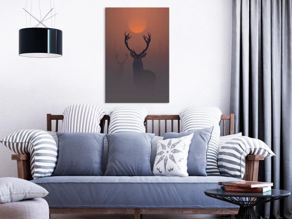 Canvas Print - Deers in the Fog (1 Part) Vertical