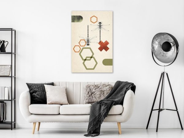 Canvas Print - Dragonflies and Geometry (1 Part) Vertical - Image 2